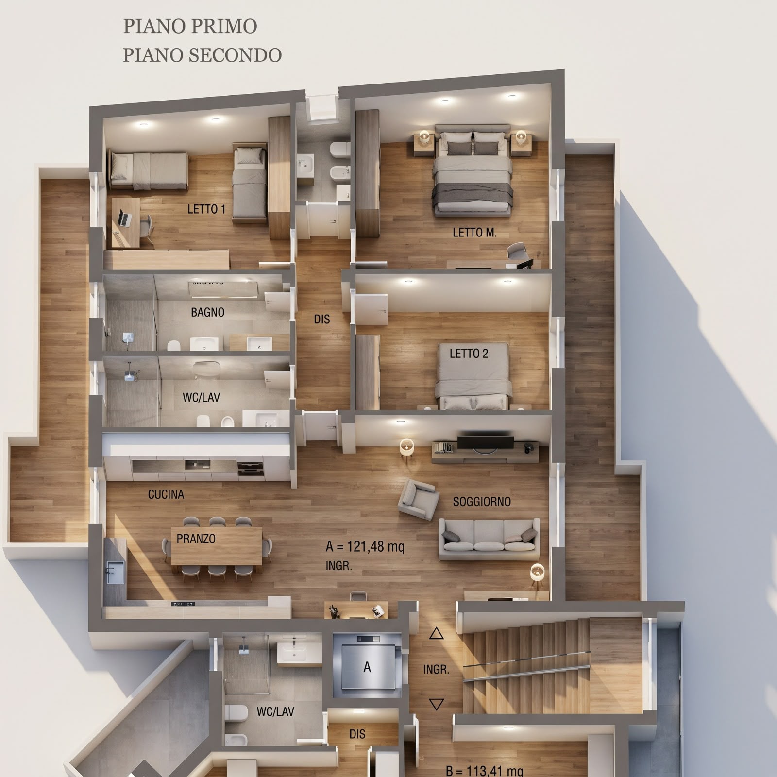 Planimetria piano primo e secondo palazzina B